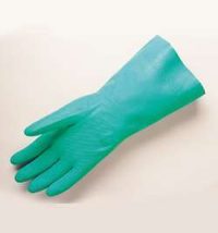Green Flocklined Nitrile Gloves 13"