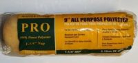 9" Beige Polyester Roller Cover, Plastic Core, 1 1/4" Nap