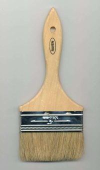4 inch chip brush with wood handle and solvent-resistant bristles